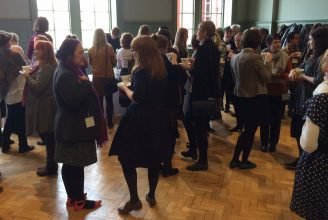 Delegates milling at the DATS Conference 2015, Whitworth Art Gallery, Manchester